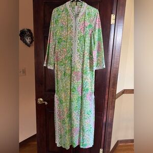 NWT Lilly Pulitzer sz 10 Shealyn Fauna Green Lime Feeling Good Caftan Maxi Dress